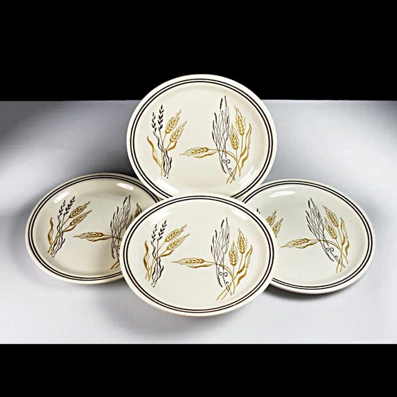 Salad Plates, Roycraft China, Wheat Pattern, Set of 4, Stoneware