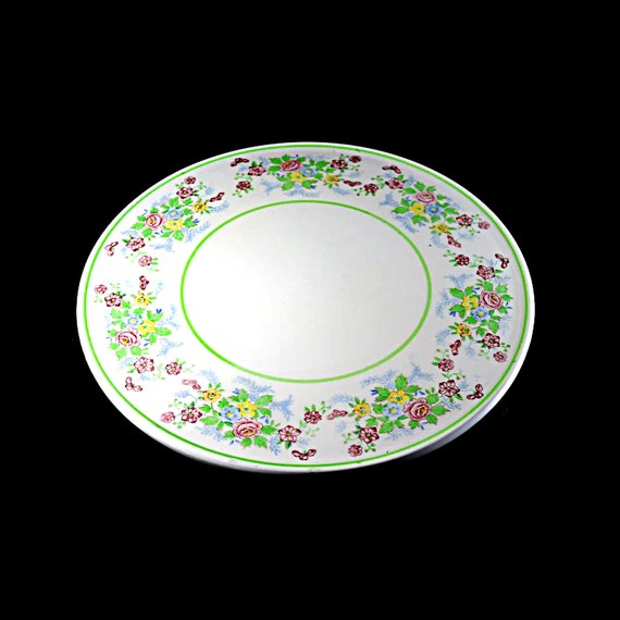 Footed Cake Plate, Tashiro Shoten Ltd, Nagoya Japan, Round Floral, Platter, Porcelain