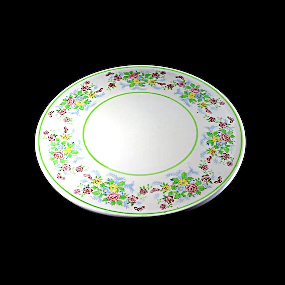 Footed Cake Plate, Tashiro Shoten Ltd, Nagoya Japan, Round Floral, Platter, Porcelain