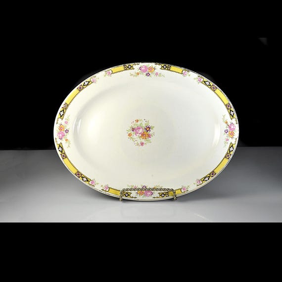 Vintage Edwin M Knowles Floral Platter, Art Deco, Dinnerware