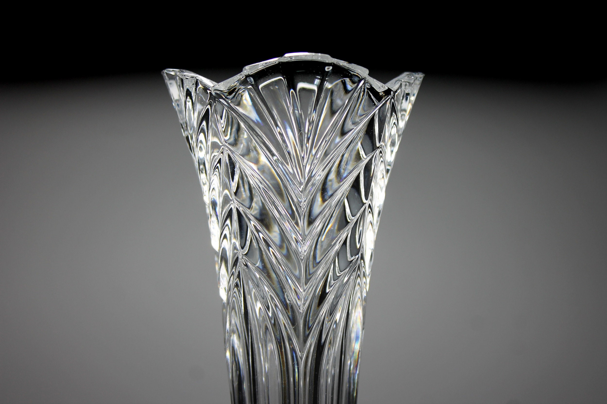 Crystal Footed Bud Vase, Cut Glass, Heavy, Table Vase