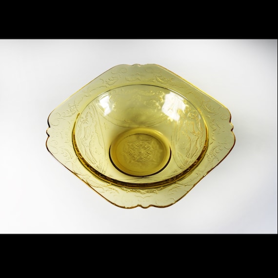 Federal Glass Soup Bowl, Madrid Amber, Yellow Depression Glass, Collectible