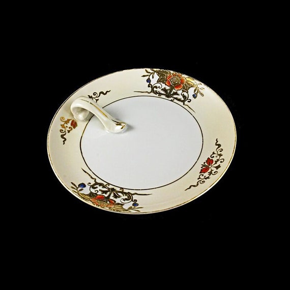 Noritake Lemon Dish, Plate With Handle, Lemon Tray,  Gold Gilt Flower Design