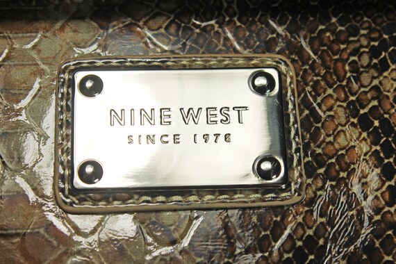 Nine West Clutch Bag Envelope Bag Faux Snake Brown Handbag