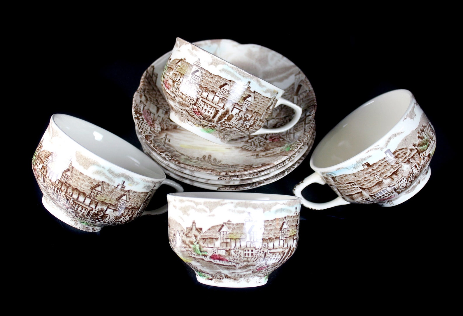 Johnson Bros Cups and Saucers Olde English Countryside Set Etsy