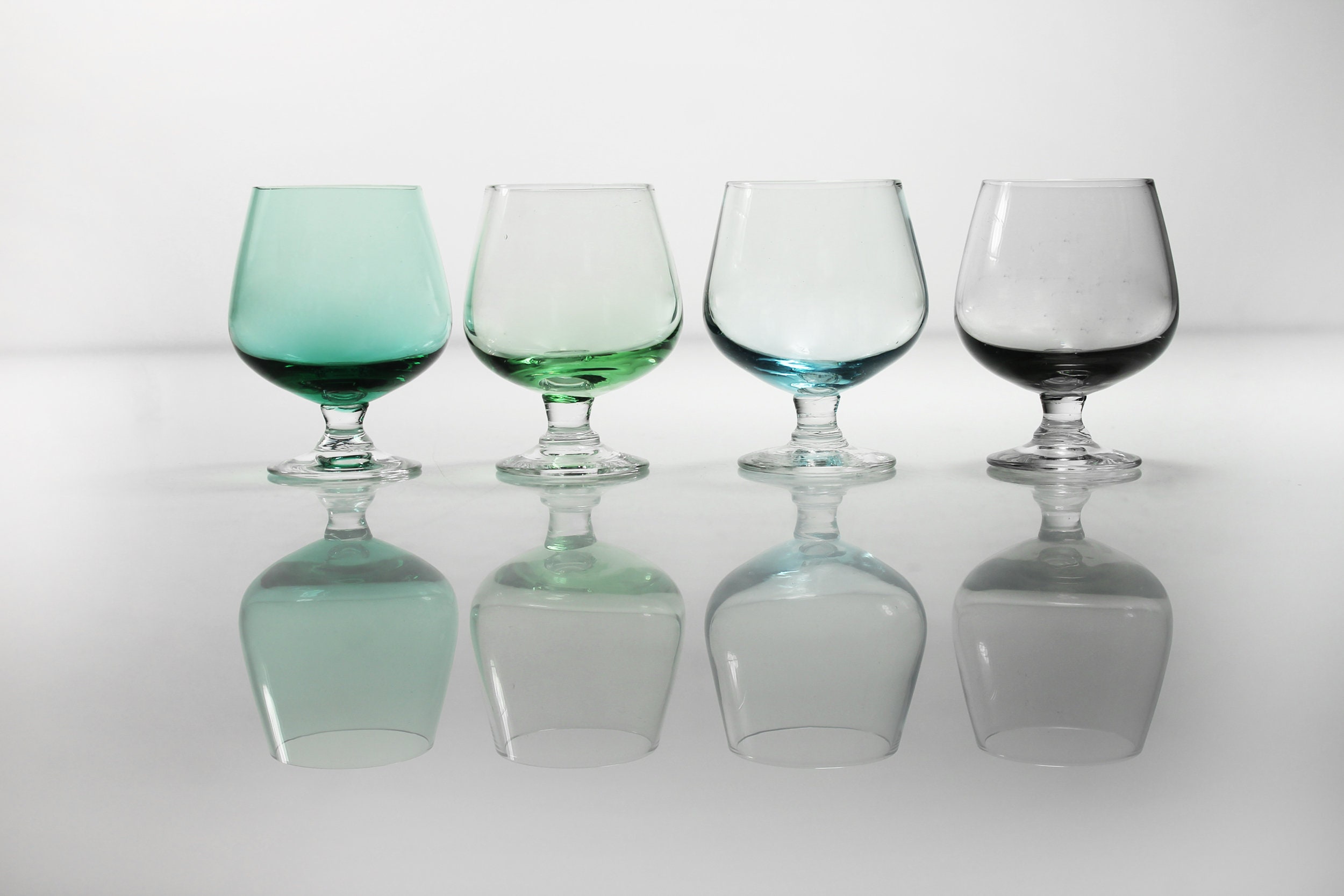 Miniature Brandy Snifters, Various Colors, Set of 4, Aperitif Glasses