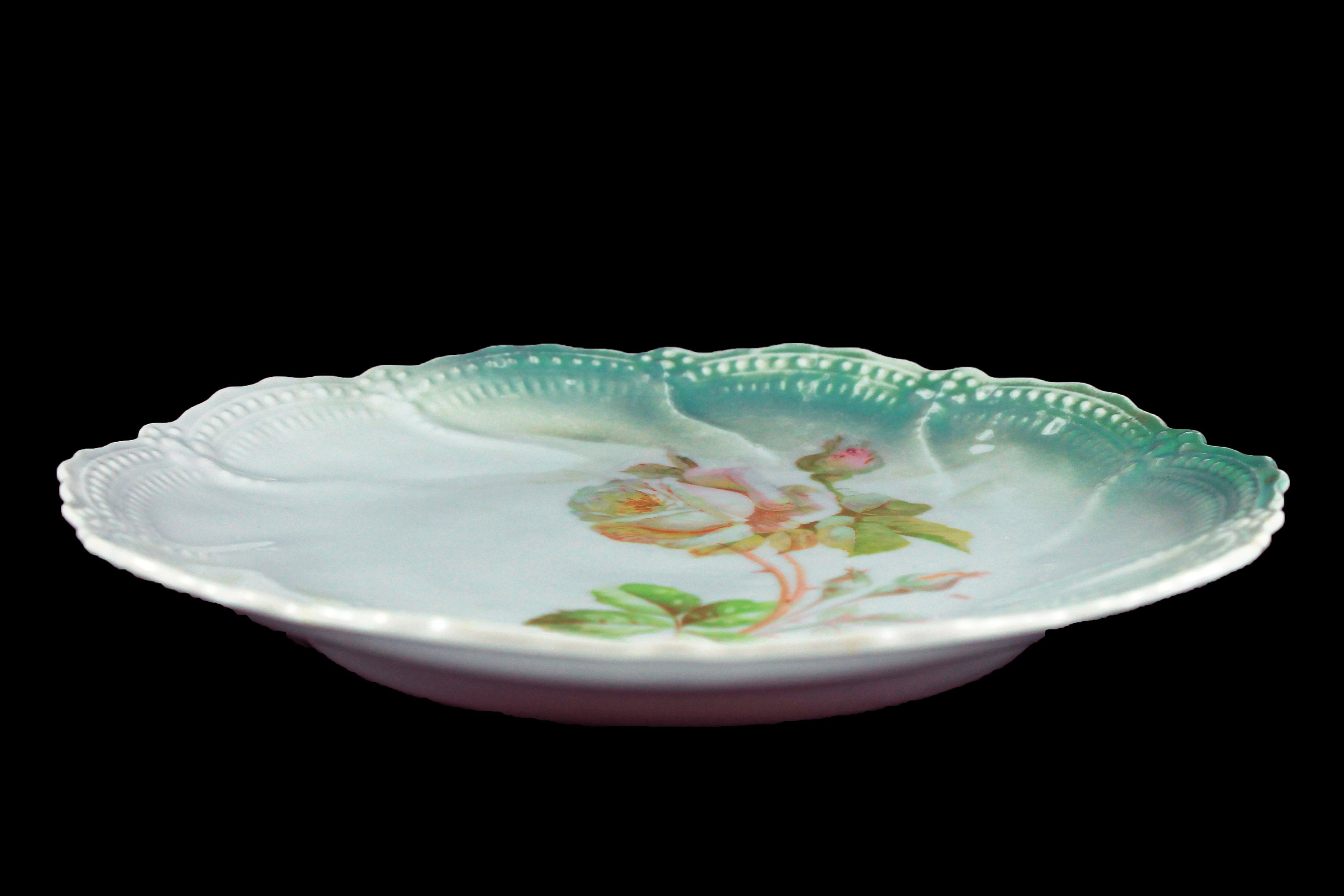 Antique Plate, Leuchtenburg China, White Rose, Circa 1910, Collectible
