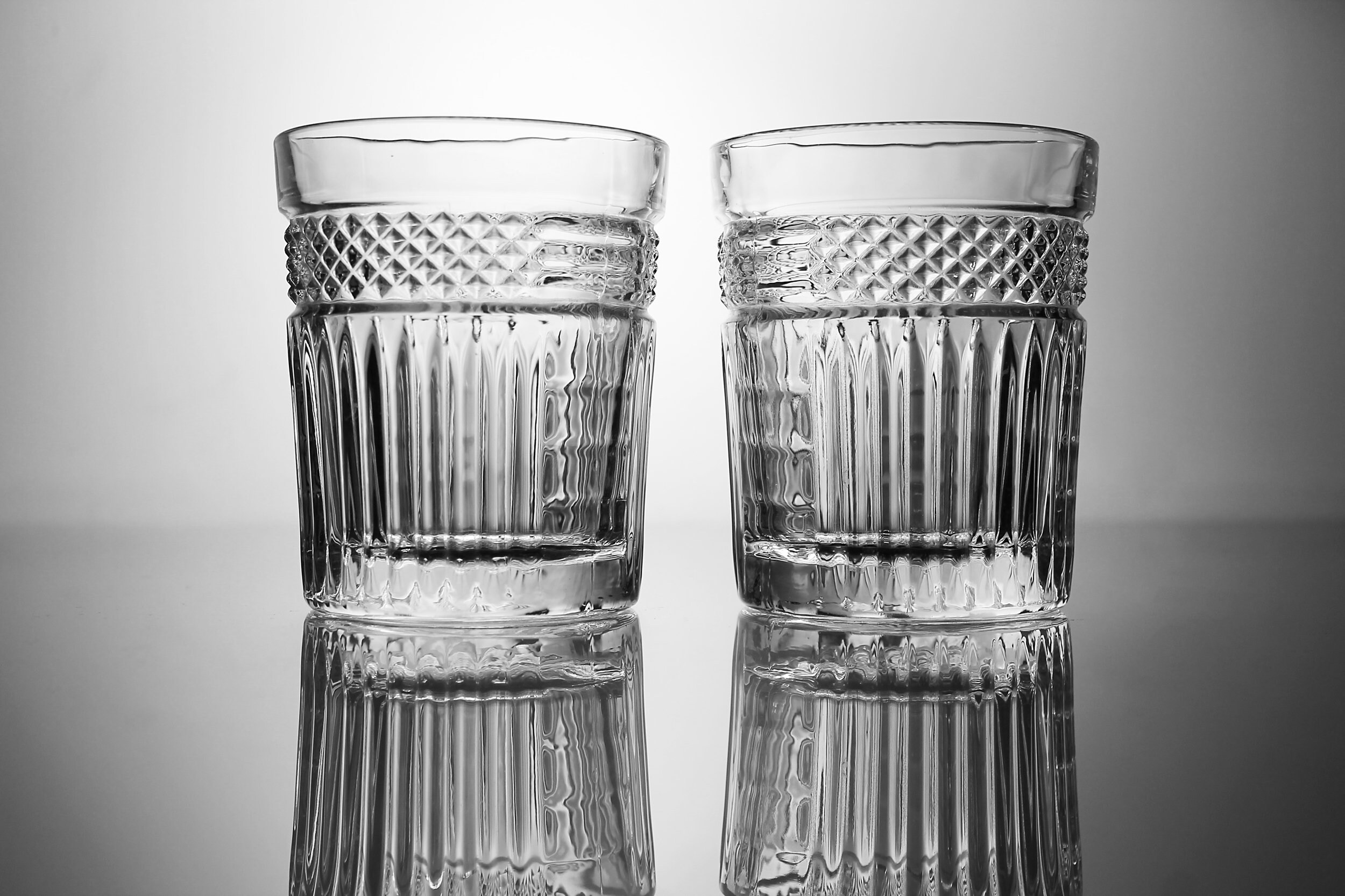 Double Old Fashion Glasses, Libbey Glass Company, Radiant, Set of 2