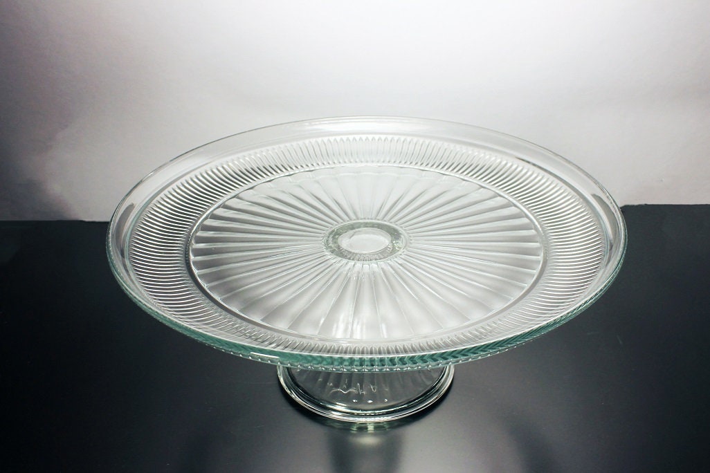 Covered Domed Cake Stand, Anchor Hocking, Annapolis, Panels and Ribs