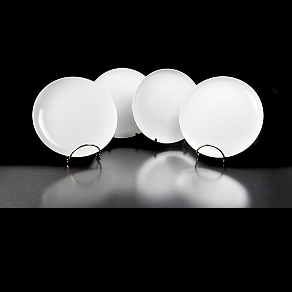Mikasa Bread and Butter Plates – Sophisticate Pattern – 7 Inch – Mid-Century Modern White China - Set of 4