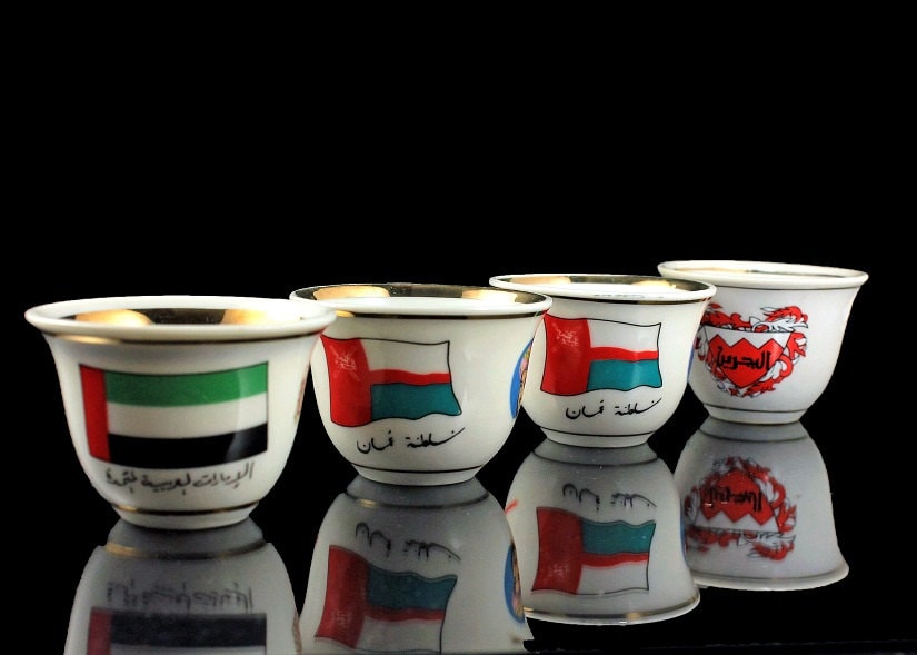 Small Porcelain Souvenir Cups, Made In Japan, Set of 4, Different Countries