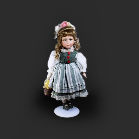 Collectible Porcelain Doll, The Angelina Collection, 16 inch Doll, Display Doll, Stand Included