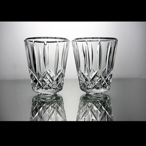 St. George Crystal, Rock Glasses, Muirfield, Set of 2, Barware, Discontinued, 12 Ounce