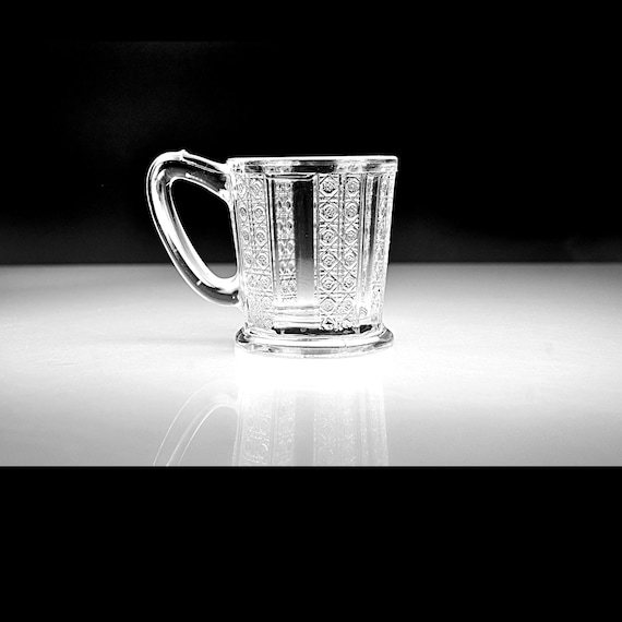 Victorian EAPG Paneled Cane Glass Mug, George Duncan, Whiskey Mug