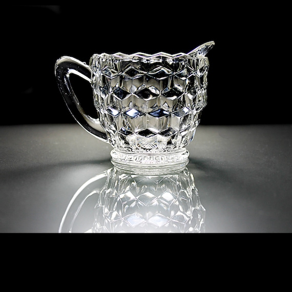 Small Creamer, Jeannette Glass, Cube Clear, Tableware, Depression Glass