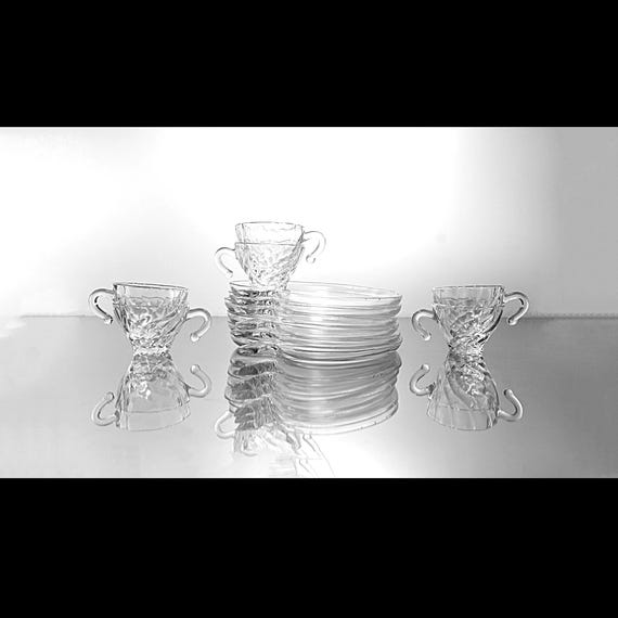食器 HAZEL Ware 12pc WHITE LUNCHEON SET Hazel Atlas Orchard Apple Glass Snack Set, 6 Luncheon Plates With