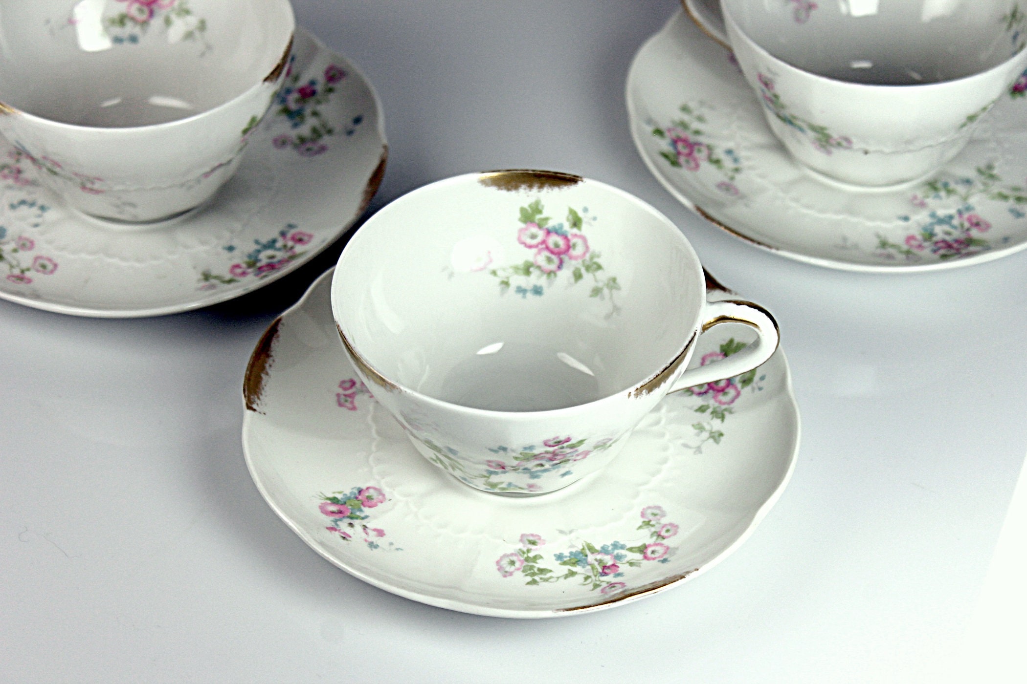 Cups and Saucers, Charles Ahrenfeldt, Antique, Limoges Depose France