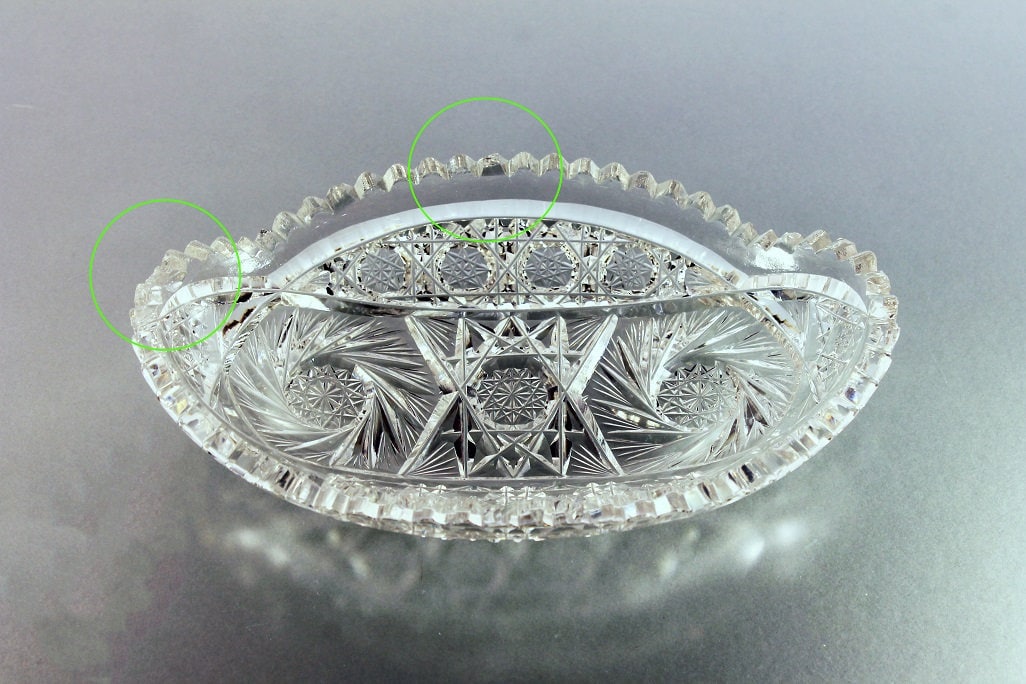 American Brilliant, Crystal Relish Dish, Antique, Oval, Cut Glass