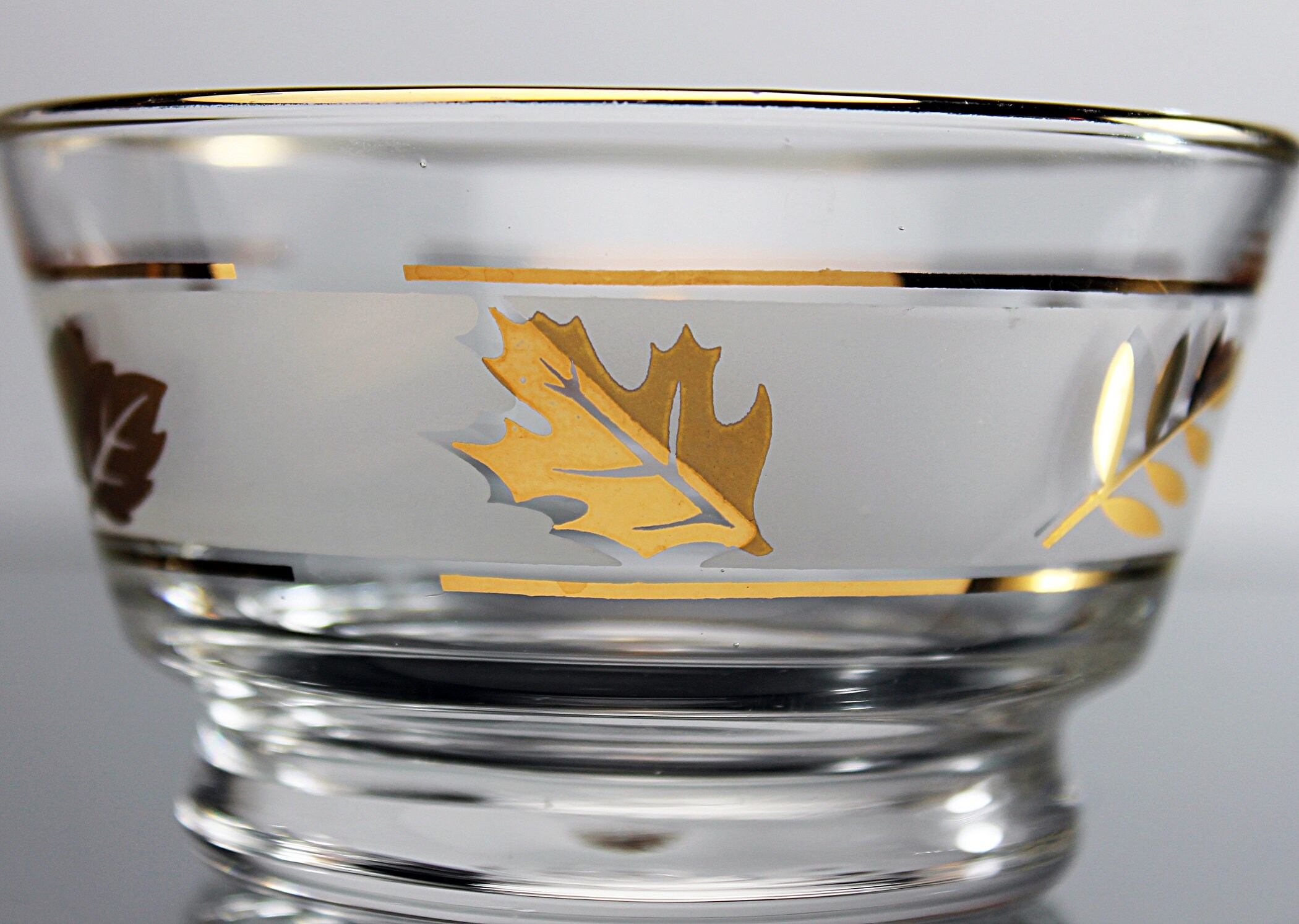 Libbey Glass Company, Golden Foliage Oyster or Fruit Cocktail Bowls