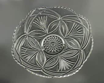 Bryce EAPG Antique Bowl, Beautiful Lady, Sawtooth Edged, Clear Glass, Pressed Glass, Fruit Bowl, Centerpiece