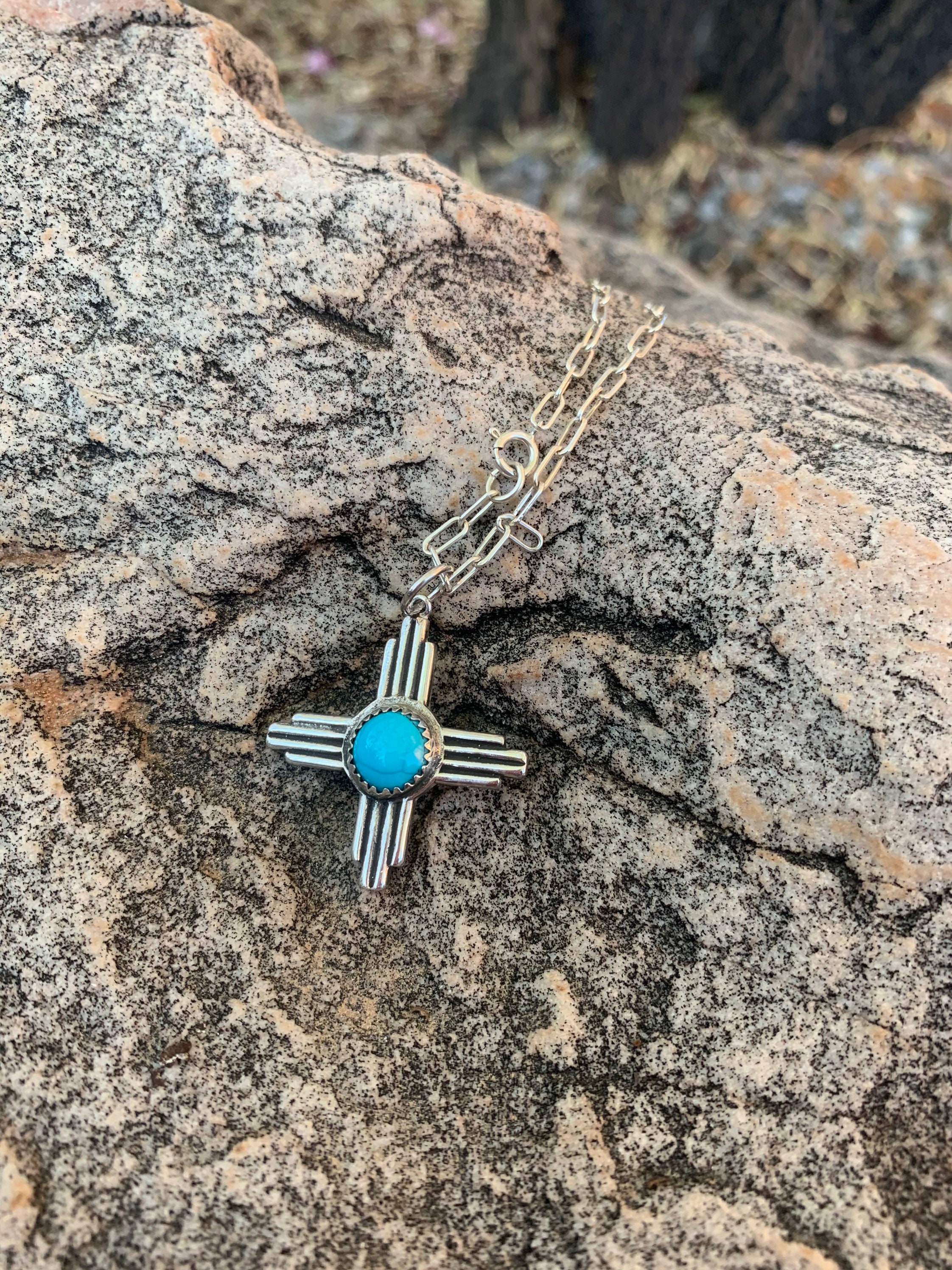 Sterling Silver Zia Symbol Pendant With 18 Inches Chain. Etsy