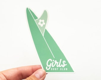 Girls Surf Club - Vinyl Sticker - Teal Surfboard