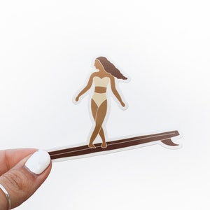 Surfer Girl Cross Stepping- Vinyl Sticker - Woman Surf