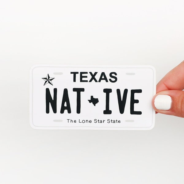 Texas Native Vinyl Sticker - State License Plate