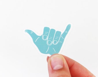 Hang Loose Vinyl Sticker - Surf Shaka Blue