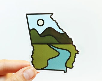 Georgia Landscape Vinyl Sticker - US State - Green Hills Scenery