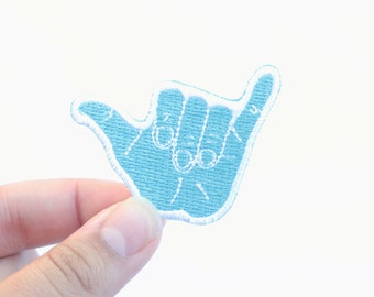 Hang Loose Iron-On Patch - Surf Shaka Blue