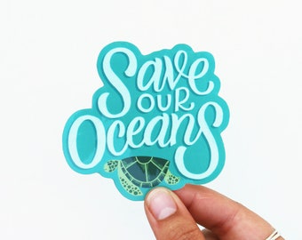 Save our Oceans - Vinyl Sticker - Turtle Recycle Plastic