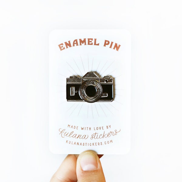 Film Camera - Enamel Pin - Metalic Silver