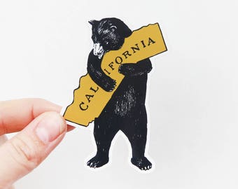 Pegatina de vinilo de California - Me encanta el oso de California - Estado Dorado