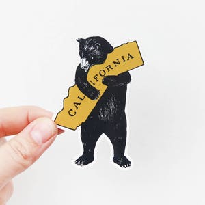 California Vinyl Sticker - I love California Bear - Golden State