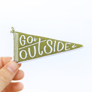 Go Outside - Iron-On Patch - Green Pennant