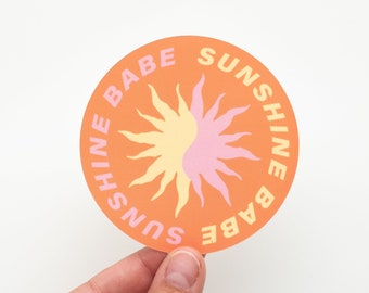 Sunshine Babe - Vinyl Sticker - Circle Sun