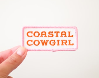 Coastal Cowgirl Iron-On Patch - Western - Pink and Orange