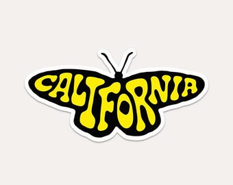 California Butterfly Vinyl Sticker - State Decal