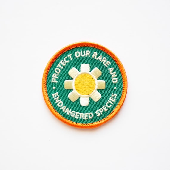 Protect Our Rare and Endangered Species - Embroidered Iron-On Patch - Flowers, Nature, Animals