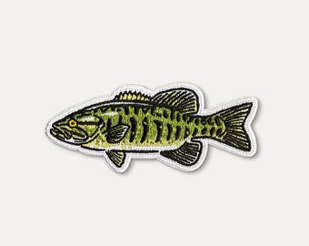Smallmouth Bass Fish - Embroidered Iron-On Patch - Lake, Fish, Fishing, Hobby, Catch - Gift Idea for Him