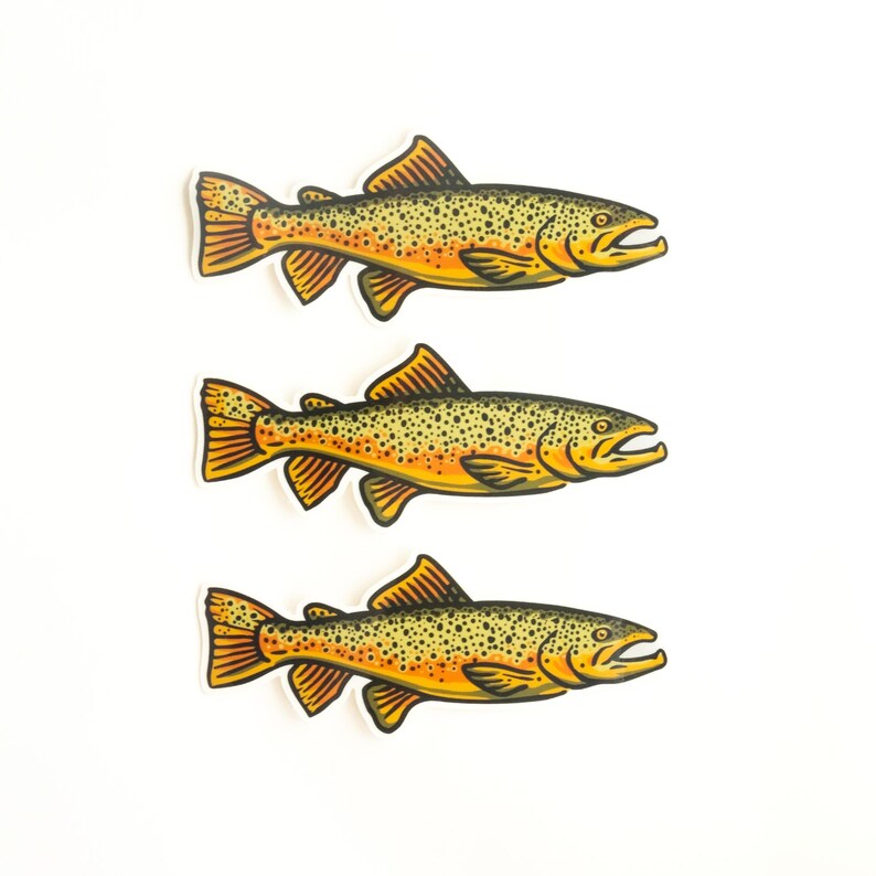 Fish Fin Sticker Brown Trout Fish Vinyl Sticker - Perfect for Your Car, Window, Tackle ...