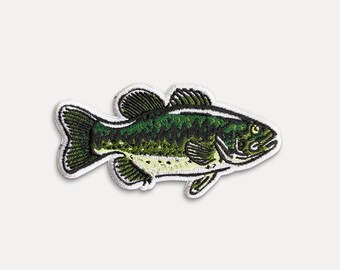 Largemouth Bass Fish - Embroidered Iron-On Patch - Lake, Fish, Fishing, Hobby, Catch - Gift Idea for Him