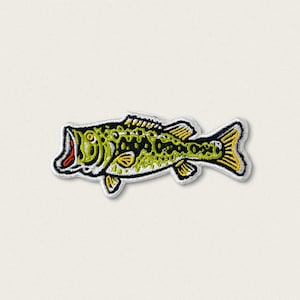 Large Mouth Bass - Embroidered Iron-On Patch - Lake, Fish, Fishing, Hobby, Catch - Gift Idea for Him