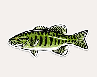Smallmouth Bass Fish Sticker – Waterproof Vinyl Decal for Outdoor Gear