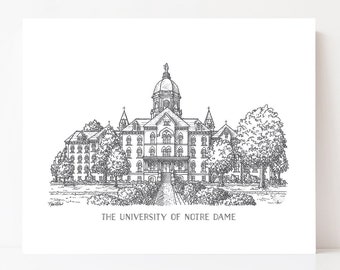 Notre Dame Fighting Irish, South Bend IN, Notre Dame Art, Notre Dame Football, Indiana College Gifts, University Wall Decor, Golden Dome
