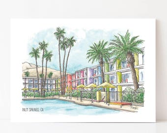 Saguaro Hotel Palm Springs, Kalifornien Kunstdruck, Modernismus Architektur Drucke, Palm Springs Geschenke, Palm Springs Dekor, Architektur Kunst