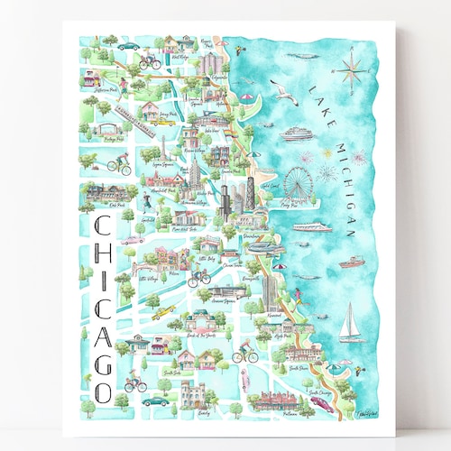 Chicago Neighborhoods Map - Etsy