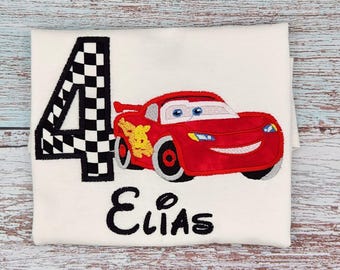 Personalized Race Car Birthday Shirt/Second Birthday Car Shirt/McQueen  Race Car Birthday/2nd Birthday Lightening Mcqueen Birthday Shirt