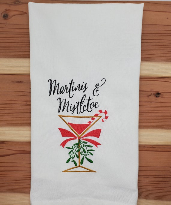 Christmas Kitchen Towels/tea Towel/hanging Towel/decorative Kitchen Towel/large  Dish Towel/kitchen Linens/christmas Gift/martini Glass 